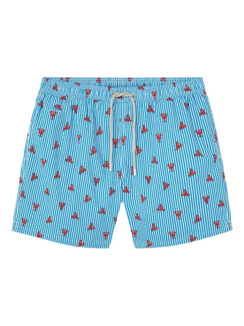 MC2 Saint Barth lobster-print striped swim shorts