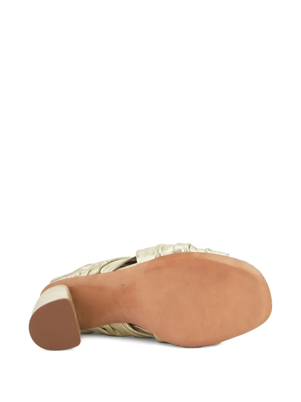Forte pleated cross-strap heeled mules Gold