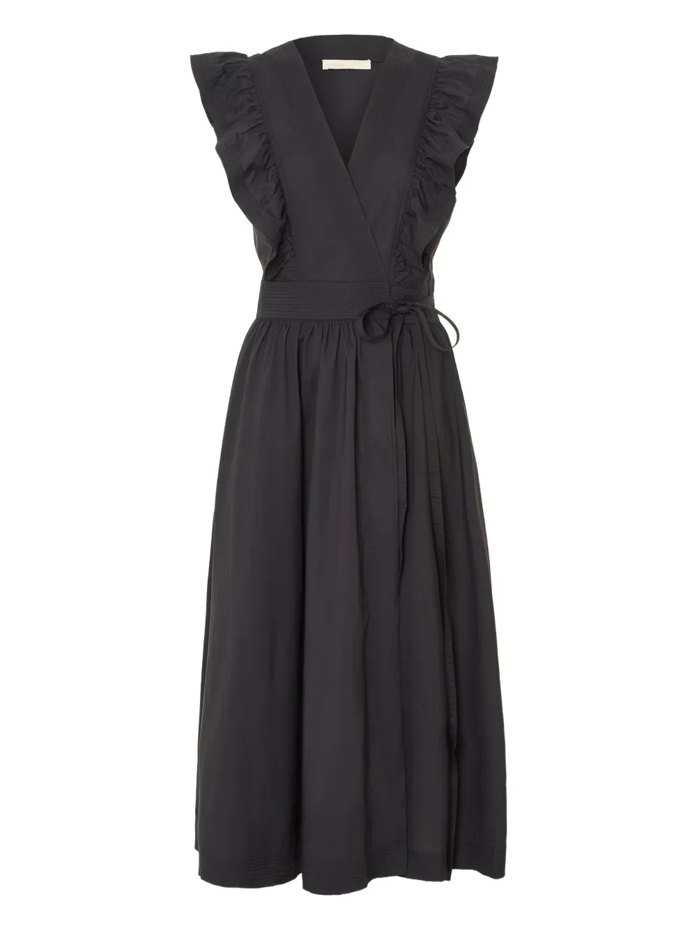 ruffle-detail wrap midi dress