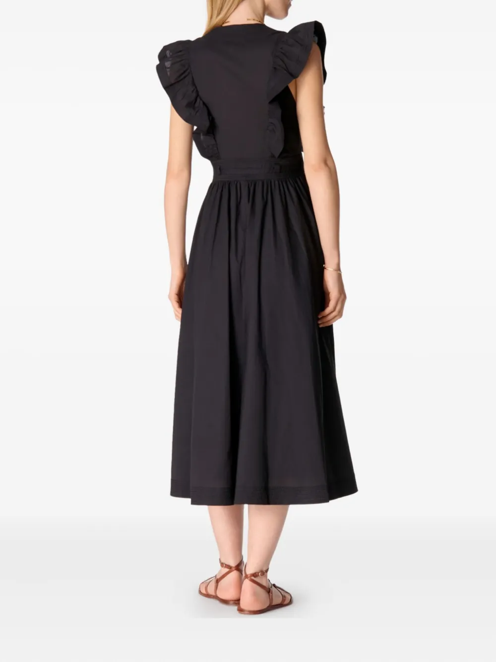 Vanessa Bruno Ruffle-detail Wrap Midi Dress In Black