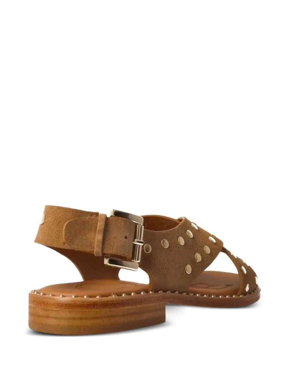 CALCE sandalen met gekruiste bandjes en studs Bruin