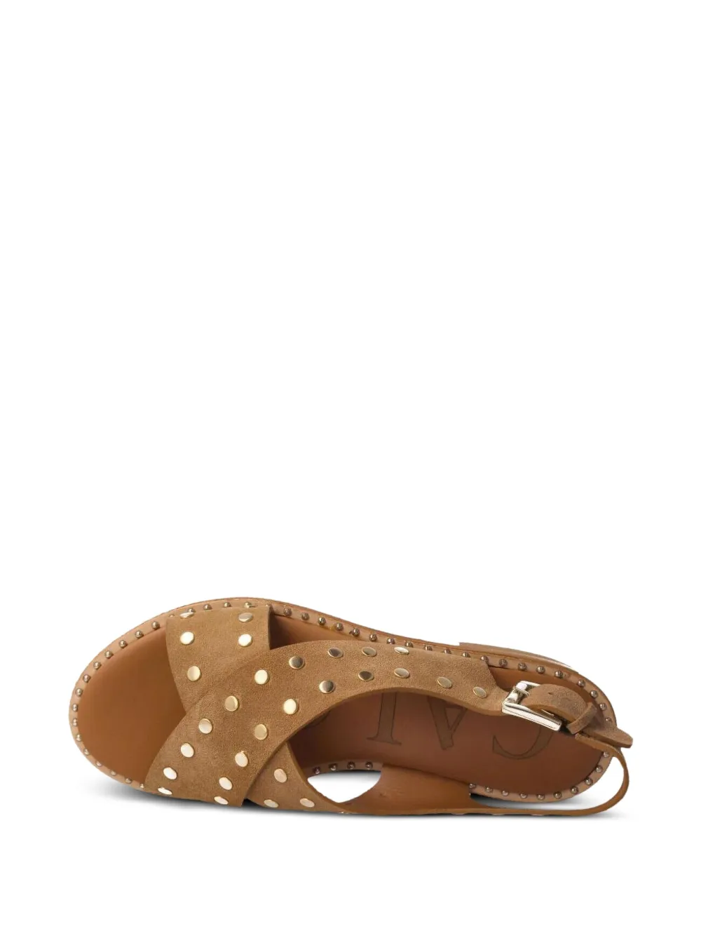 CALCE sandalen met gekruiste bandjes en studs Bruin