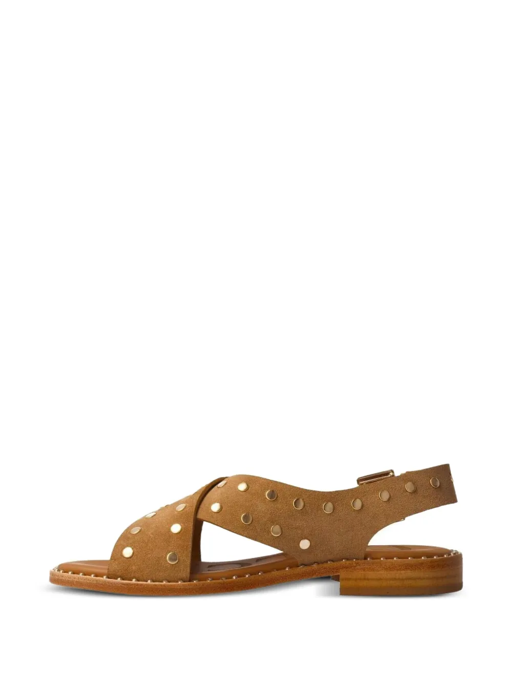 CALCE sandalen met gekruiste bandjes en studs Bruin