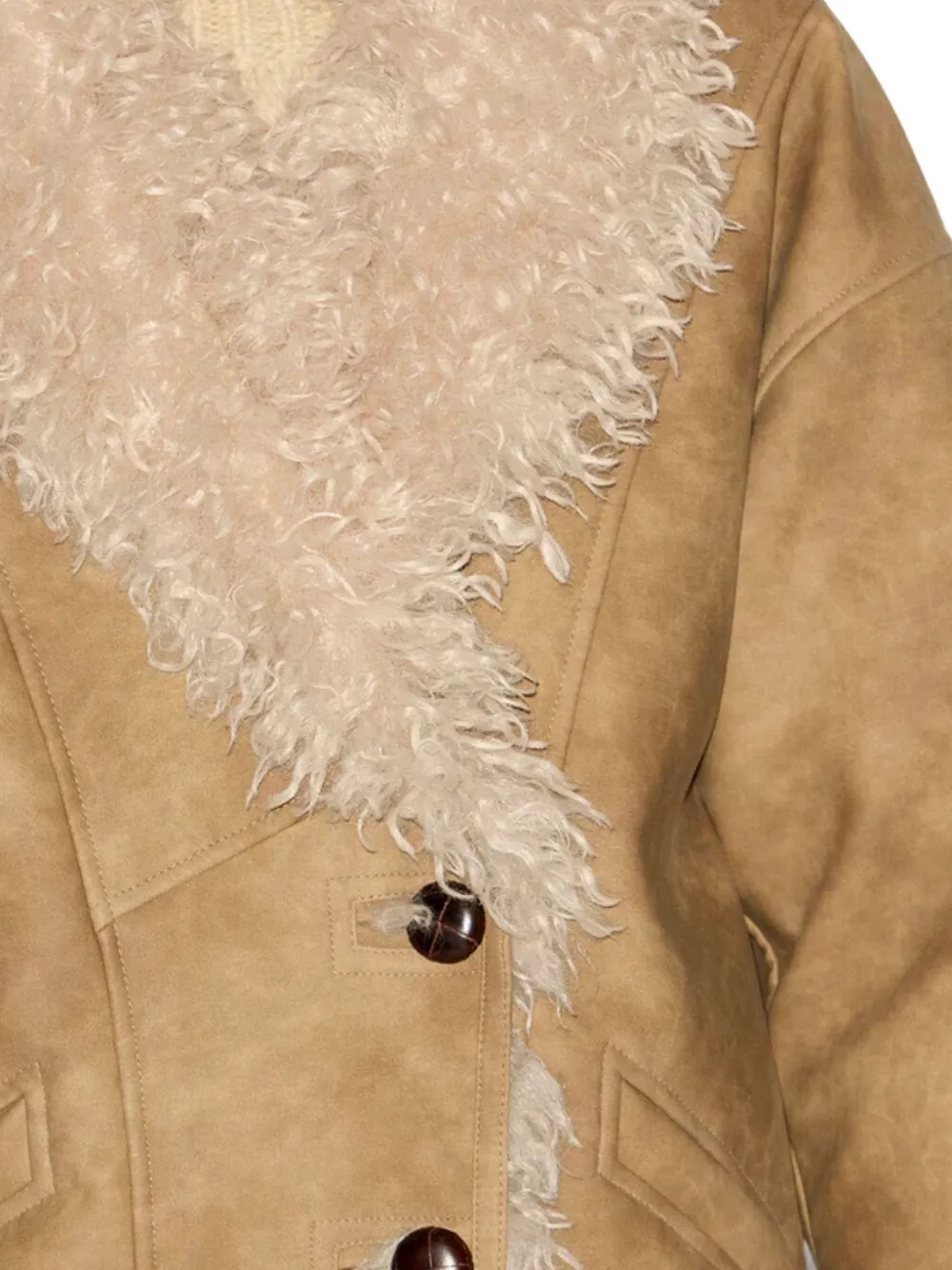 ISABEL MARANT Clea jas met kraag van imitatielamswol Bruin