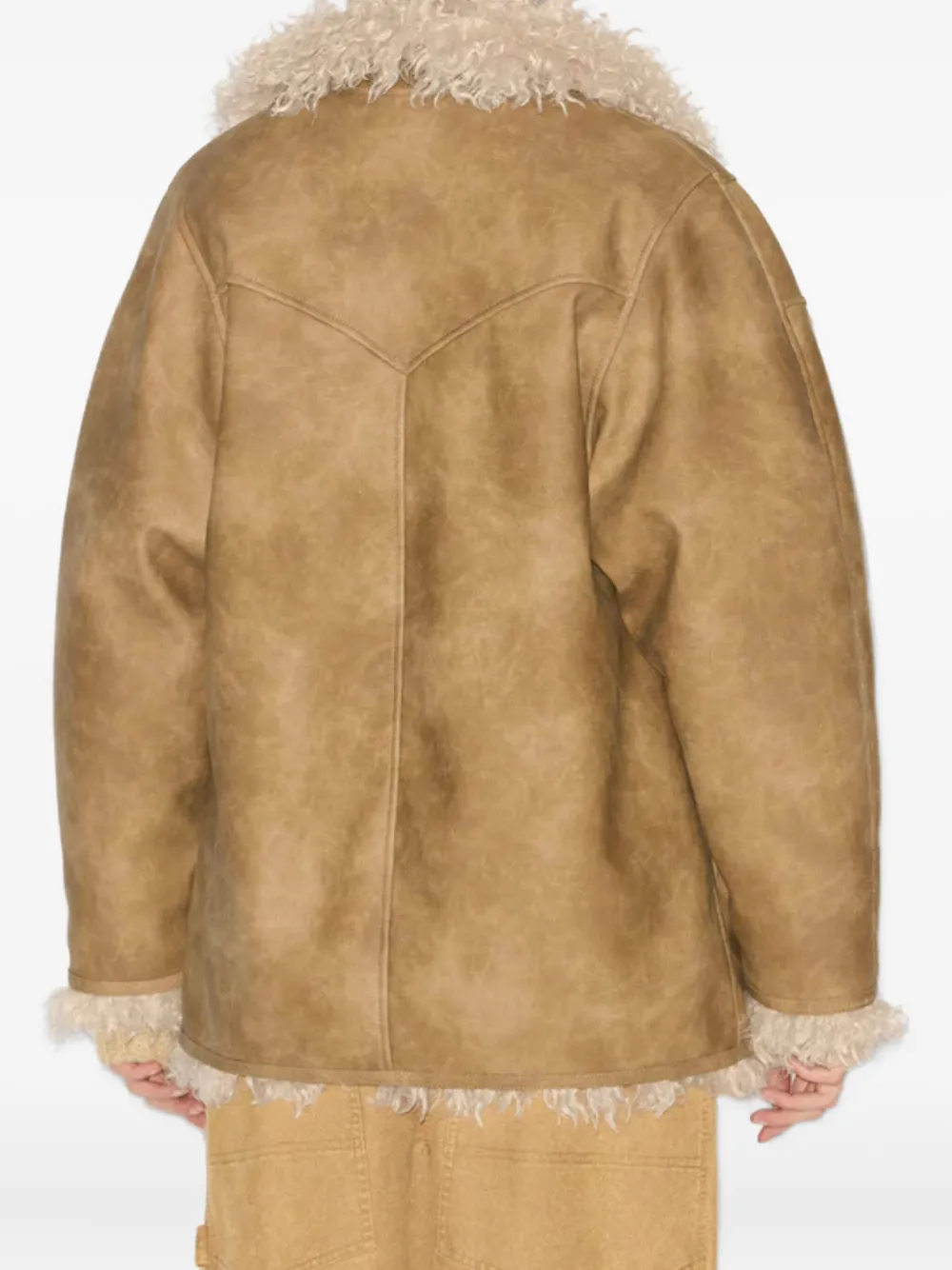 ISABEL MARANT Clea jas met kraag van imitatielamswol Bruin