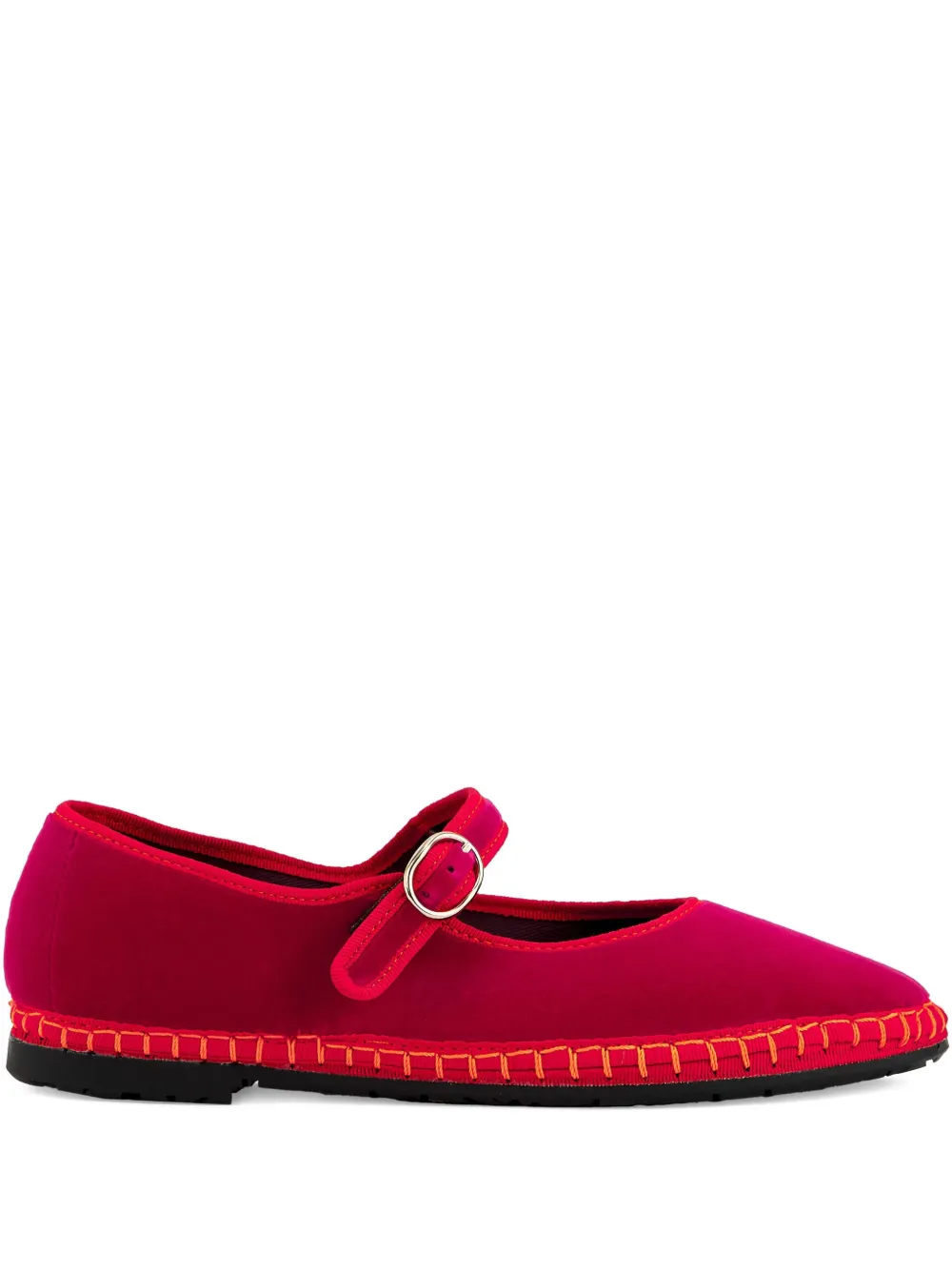 FLABELUS velvet buckle mary janes Pink