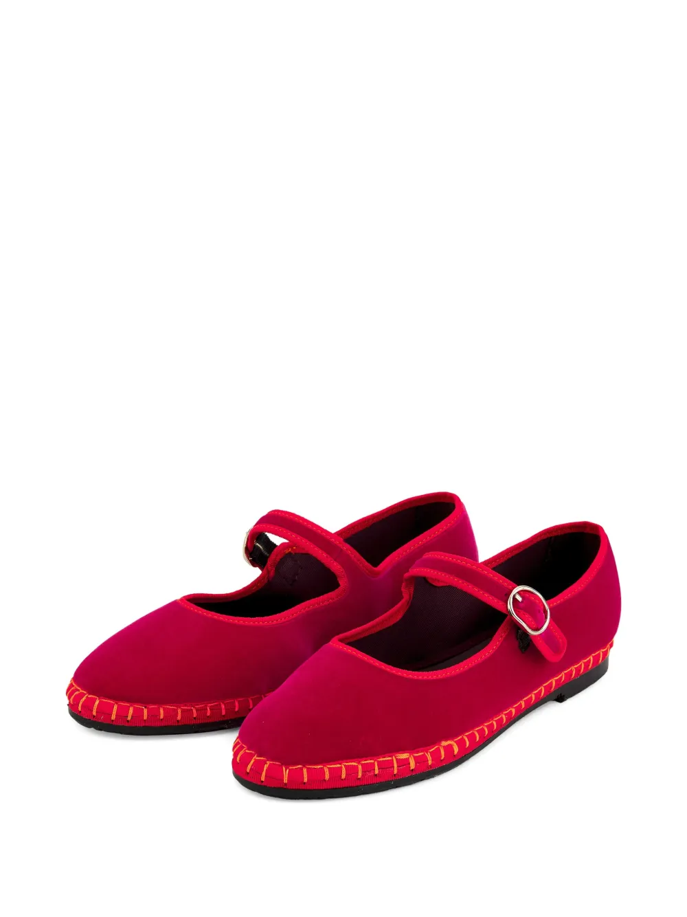 FLABELUS velvet buckle mary janes Pink