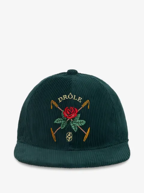 Drôle De Monsieur gorro de pana con rosa bordada