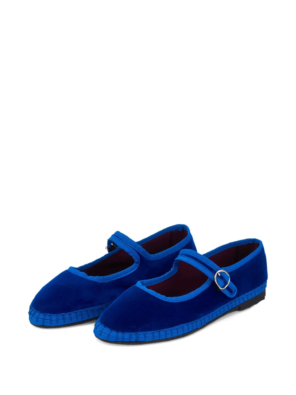 FLABELUS velvet-finish buckle ballet flats - Blauw