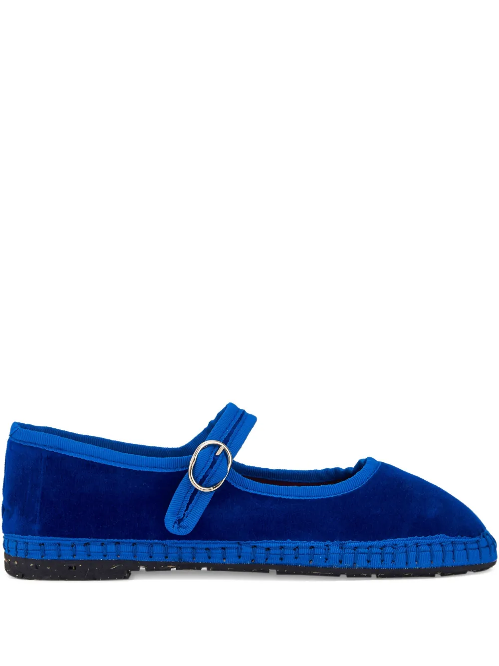 FLABELUS velvet-finish buckle ballet flats Blue