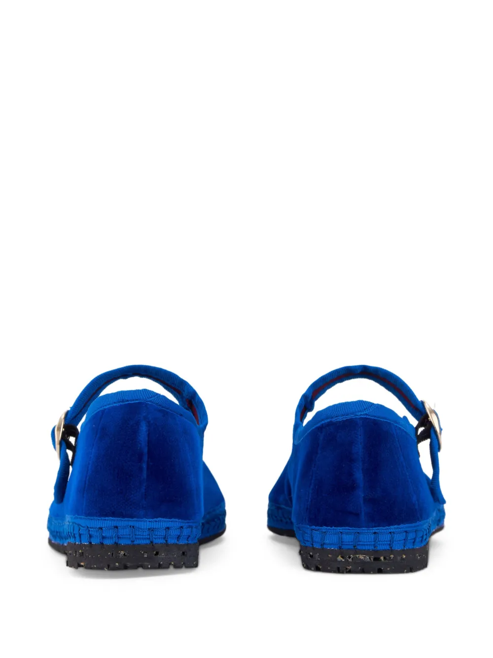 FLABELUS velvet-finish buckle ballet flats Blue