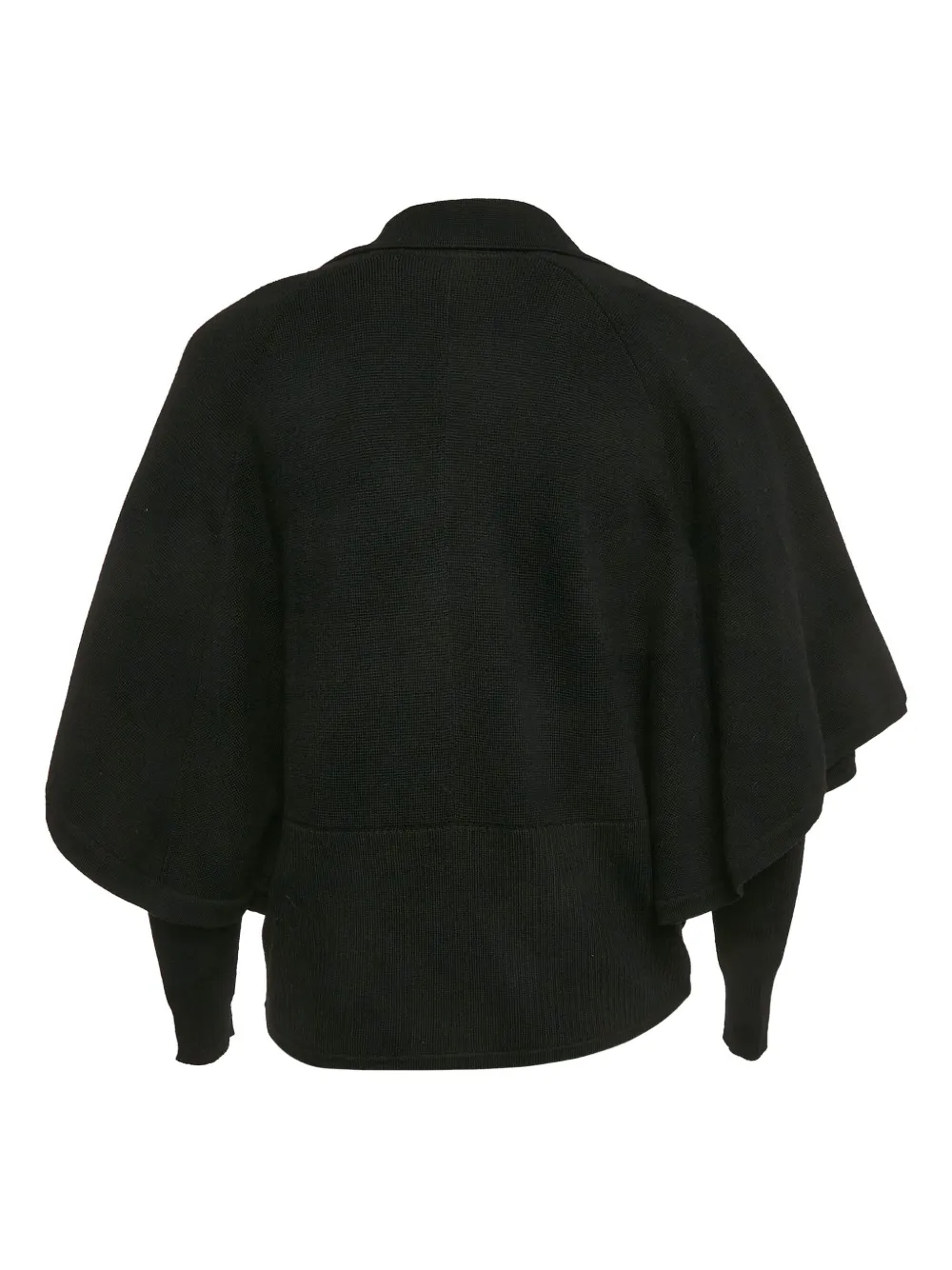 Pre-owned Diane Von Furstenberg Vintage Cape-design Wool Cardigan In Black