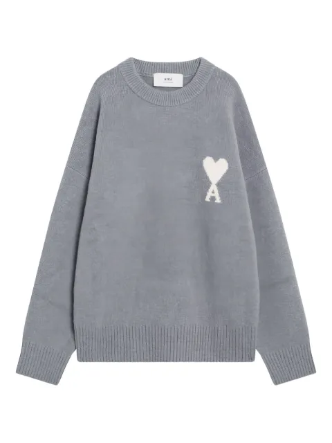 AMI Paris heart-logo crew-neck sweater
