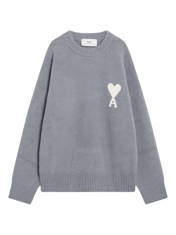 AMI Paris heart-logo crew-neck Sweater | Grey | FARFETCH TR
