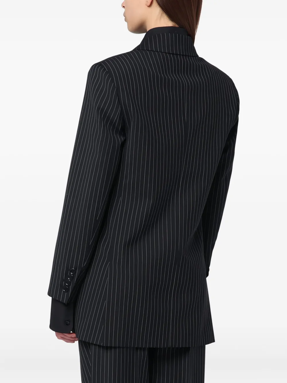 Max Mara Striped-pattern Double-breasted Blazer In Black