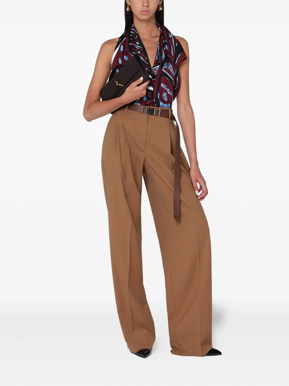 Max Mara Plooibroek met ceintuur Bruin