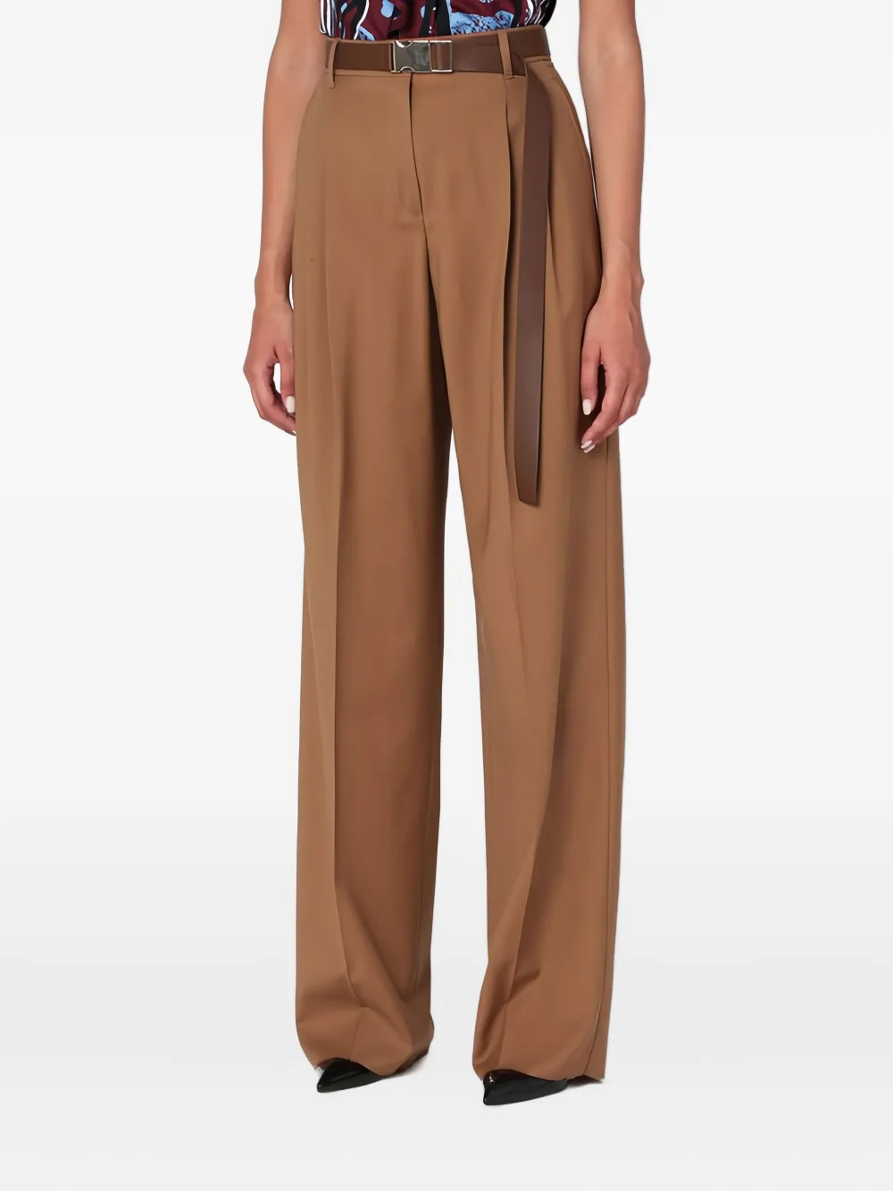 Max Mara Plooibroek met ceintuur Bruin