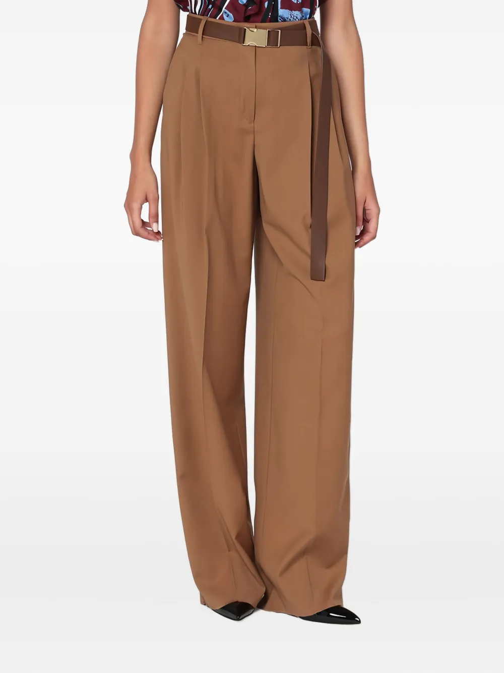 Max Mara Plooibroek met ceintuur Bruin