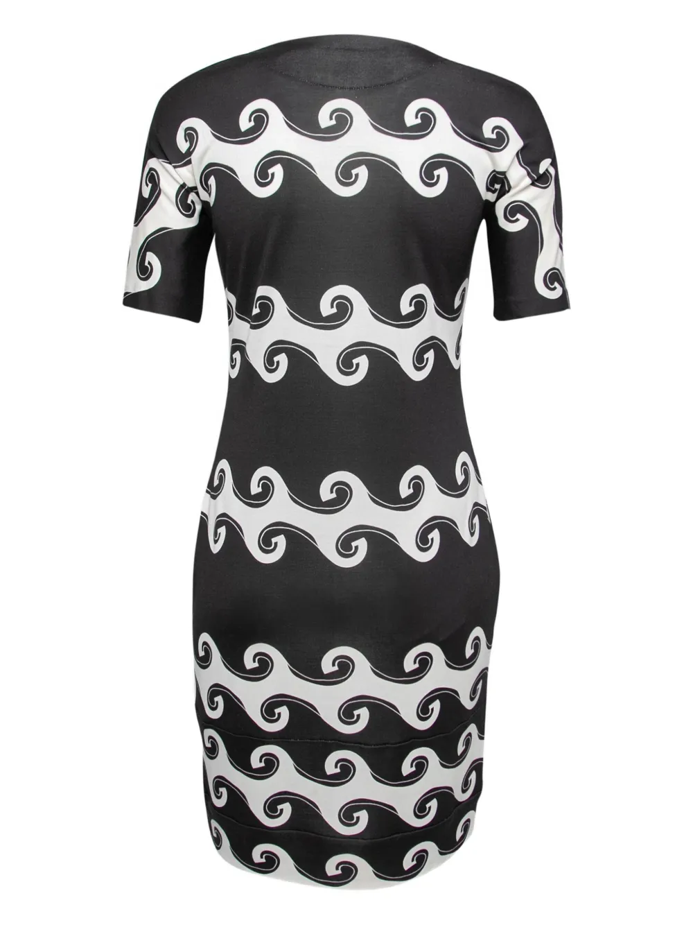 Diane Von Furstenberg Vintage Zijden jurk met golvend patroon - Zwart