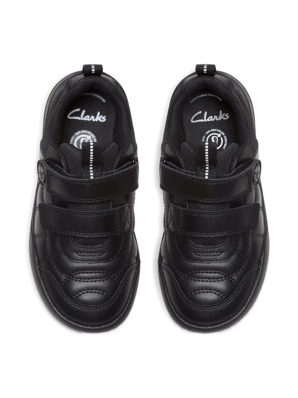 Clarks Kids double-strap leather trainers Black