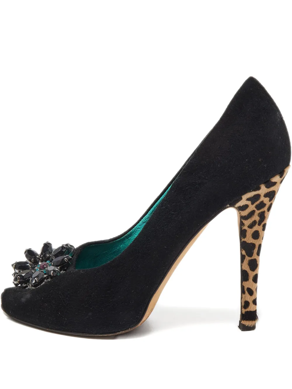 Pre-owned Giuseppe Zanotti Vintage 110mm Crystal-embellished Suede Pumps In Black
