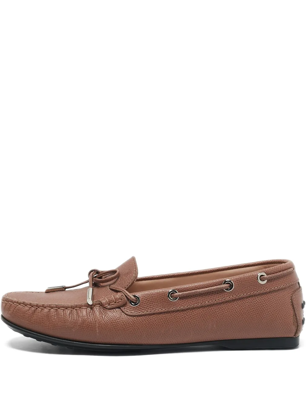 Pre-owned Tod's Leather Pebble-texture Loafers In Brown