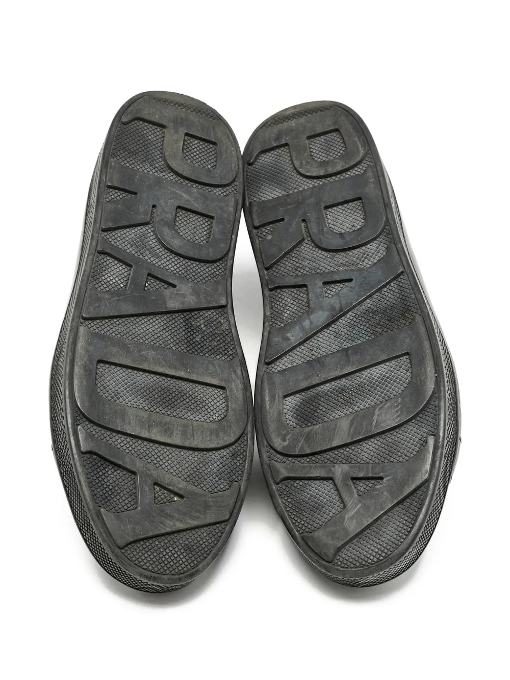 PRADA Pre-owned Leather Lace Sneakers In Black