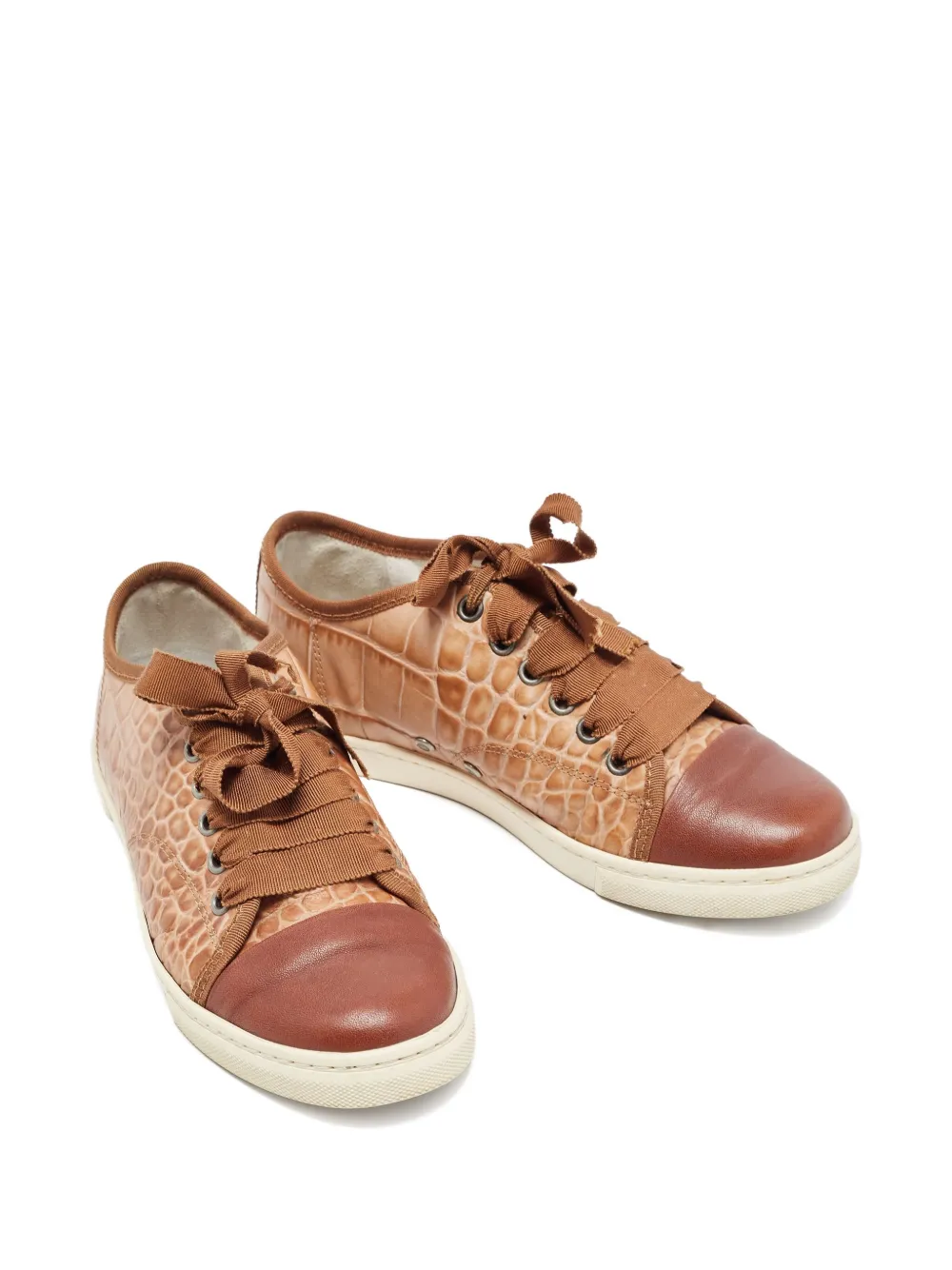 Lanvin Pre-Owned Leren sneakers met reliëf - Bruin