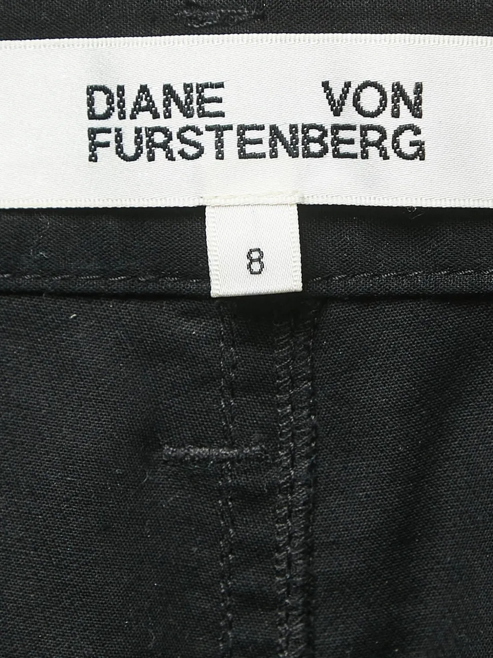 Pre-owned Diane Von Furstenberg Vintage Cotton-blend Straight-leg Trousers In Black
