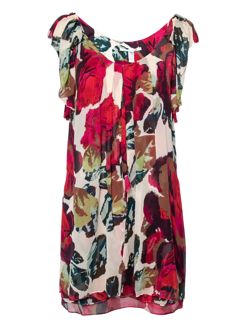 Diane Von Furstenberg Vintage Elenka rose-print pleated dress | Red | Image 1