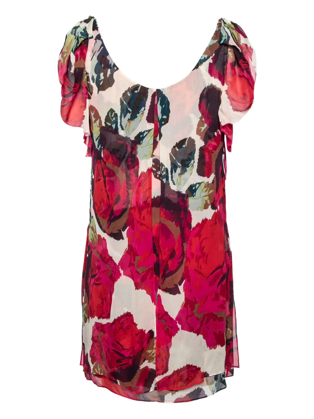 Diane Von Furstenberg Vintage Elenka geplooide jurk met roosprint - Rood