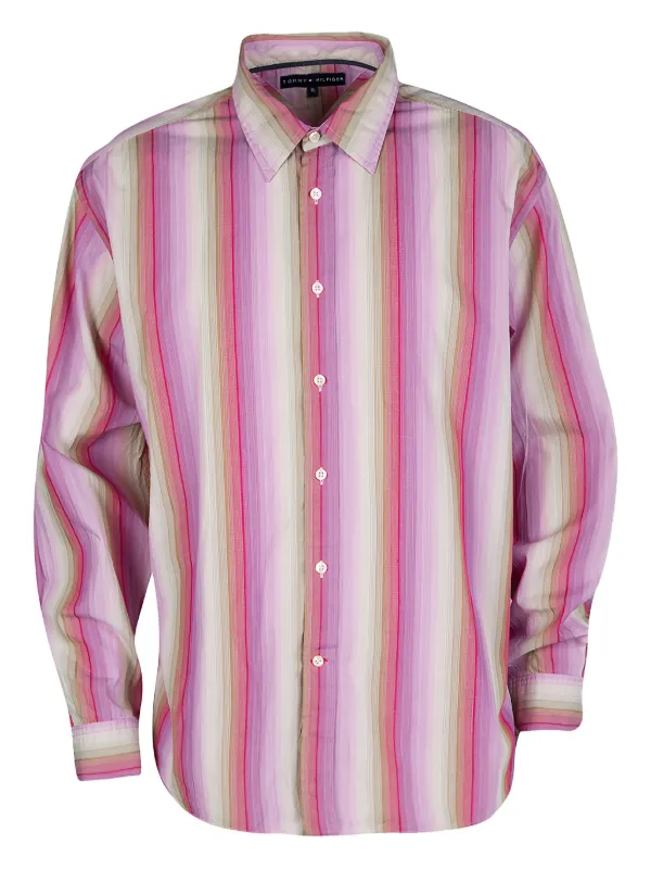 Tommy Hilfiger striped-pattern Cotton Shirt | Pink | FARFETCH