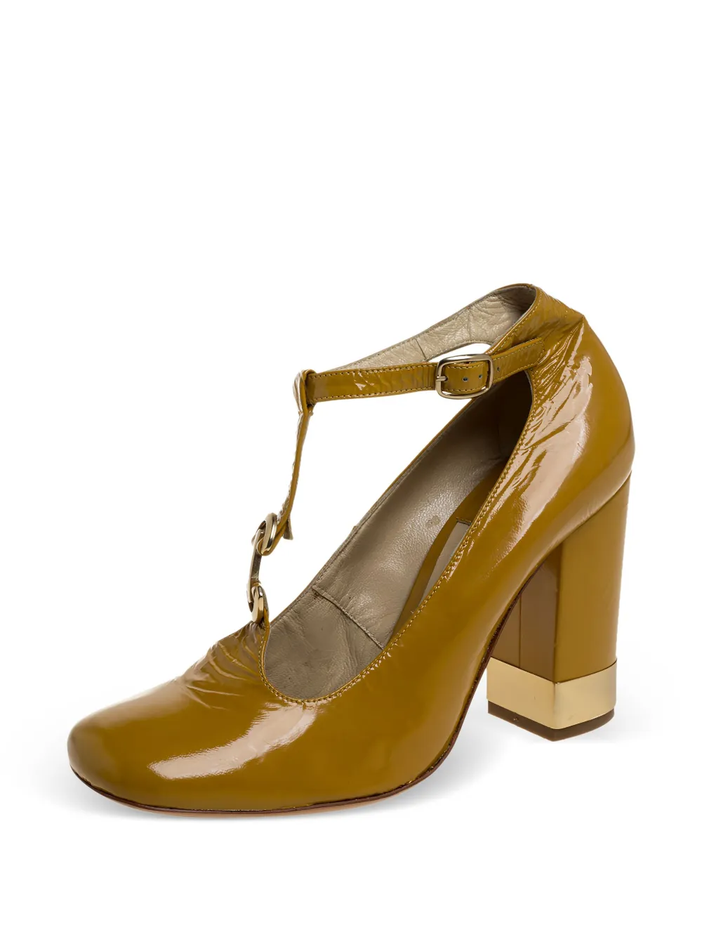 Pre-owned Chloé 375842 Yellow In Brown