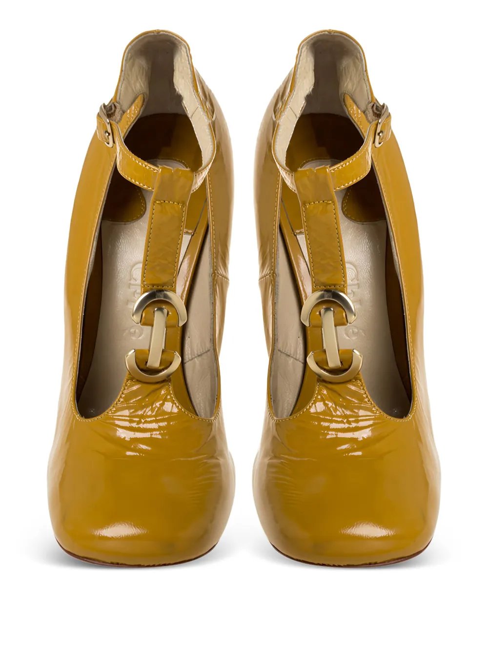 Pre-owned Chloé 375842 Yellow In Brown