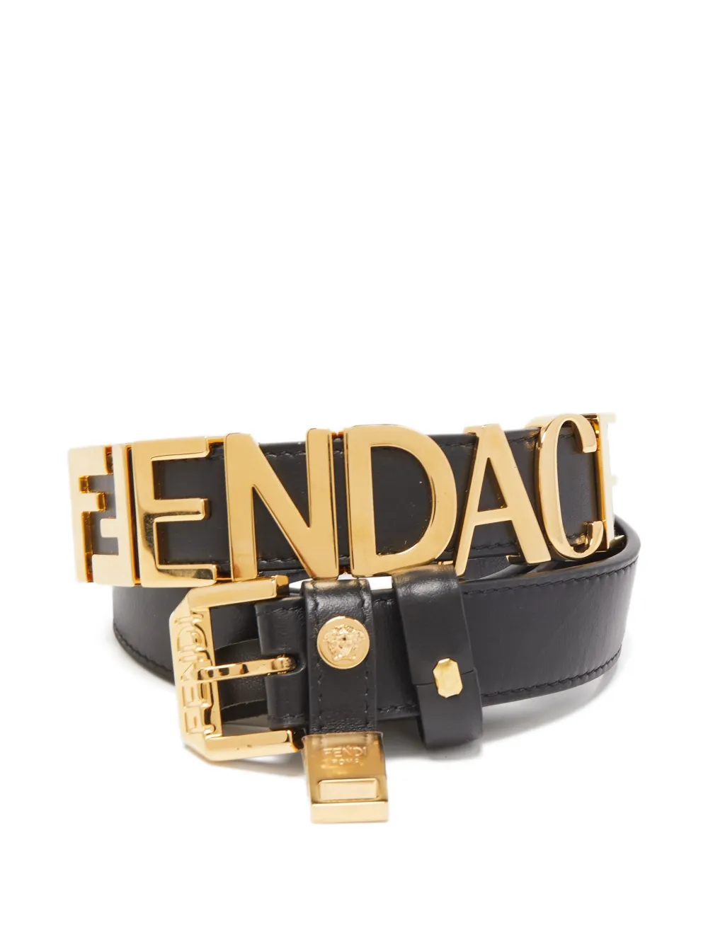 Fendi Pre-Owned x Versace logo leather belt | Black | Image 1