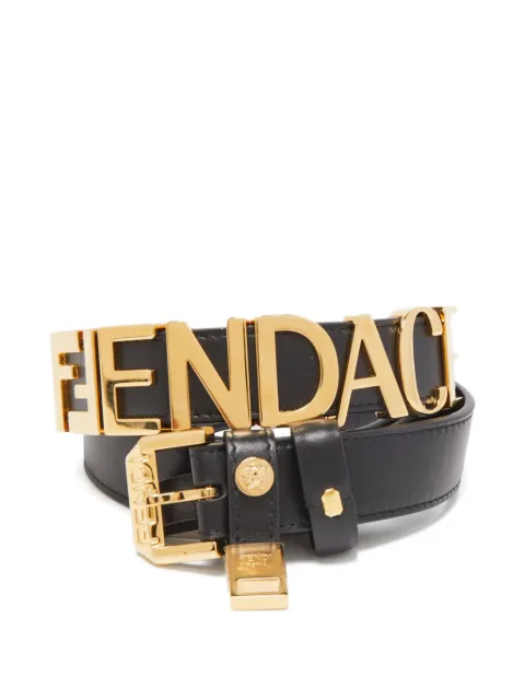 Fendi Pre-Owned x Versace logo leather belt