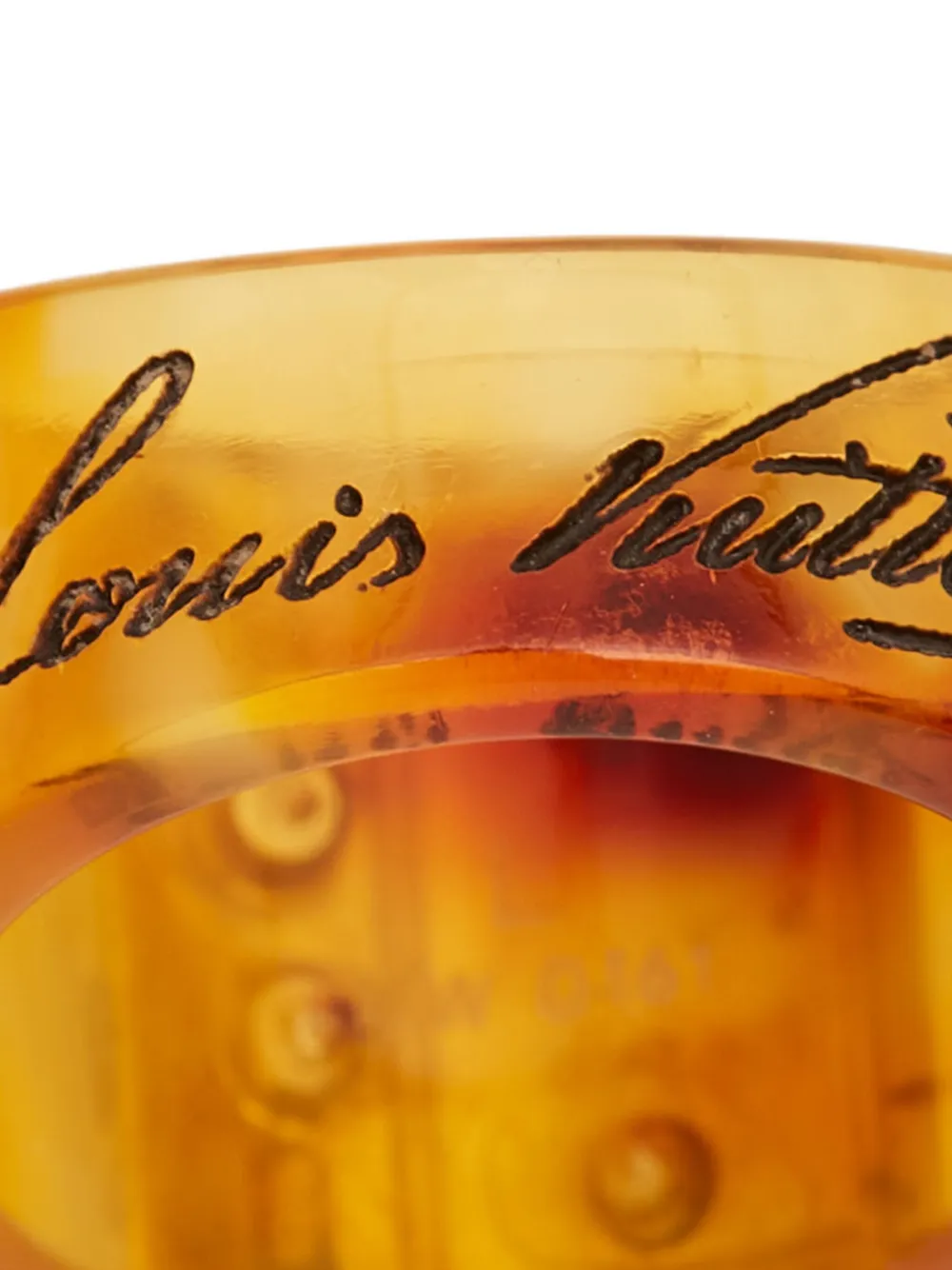 Pre-owned Louis Vuitton Resin Gold-tone Metal Ring In Brown