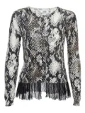 Moschino Pre-Owned snake-print lace-trim top - Black