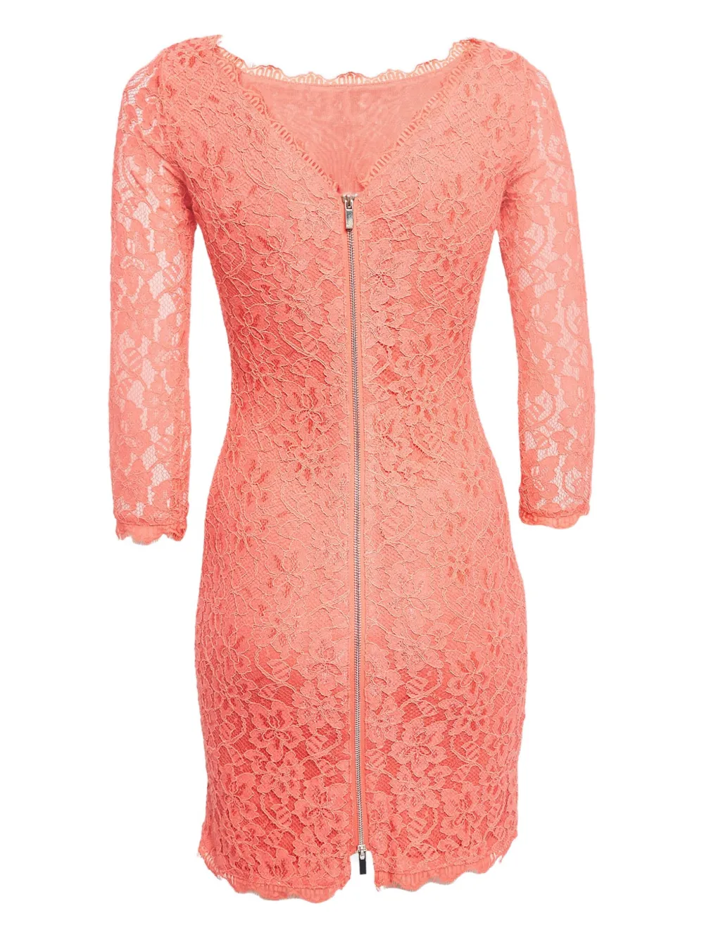 Diane Von Furstenberg Vintage Mini-jurk met boothals en kant - Roze