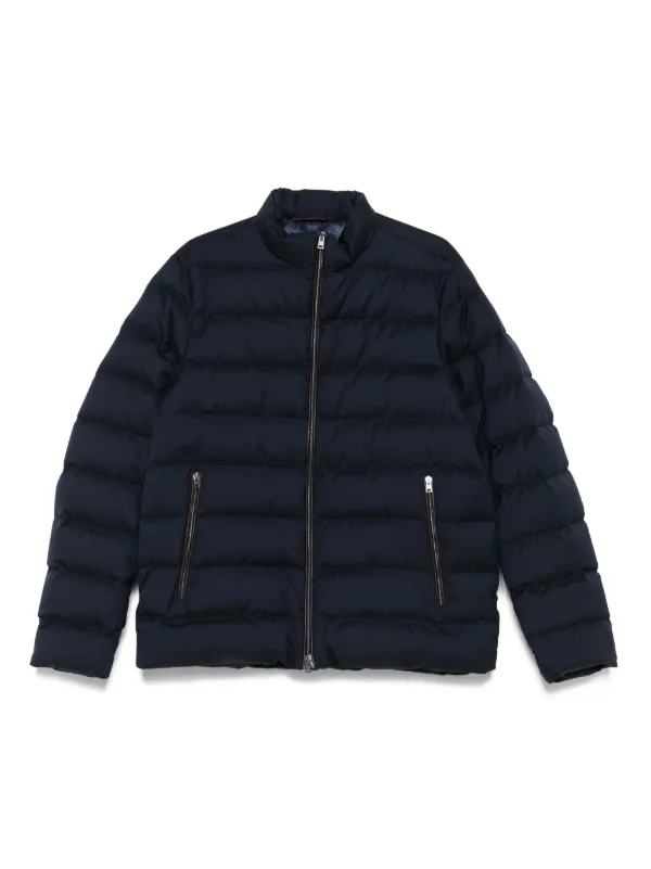 HERNO フーデッド ジップアップ ダウンジャケット Herno ジップアップ パデッドジャケット | ブルー | FARFETCH JP