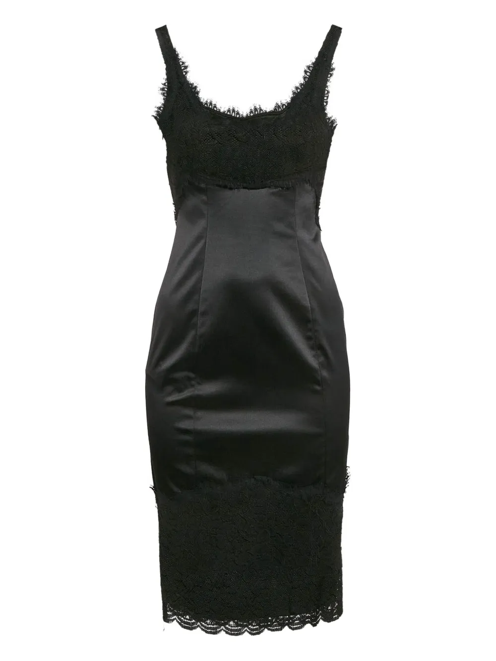 Diane Von Furstenberg Vintage Midi-jurk van katoenblend met kanten afwerking - Zwart