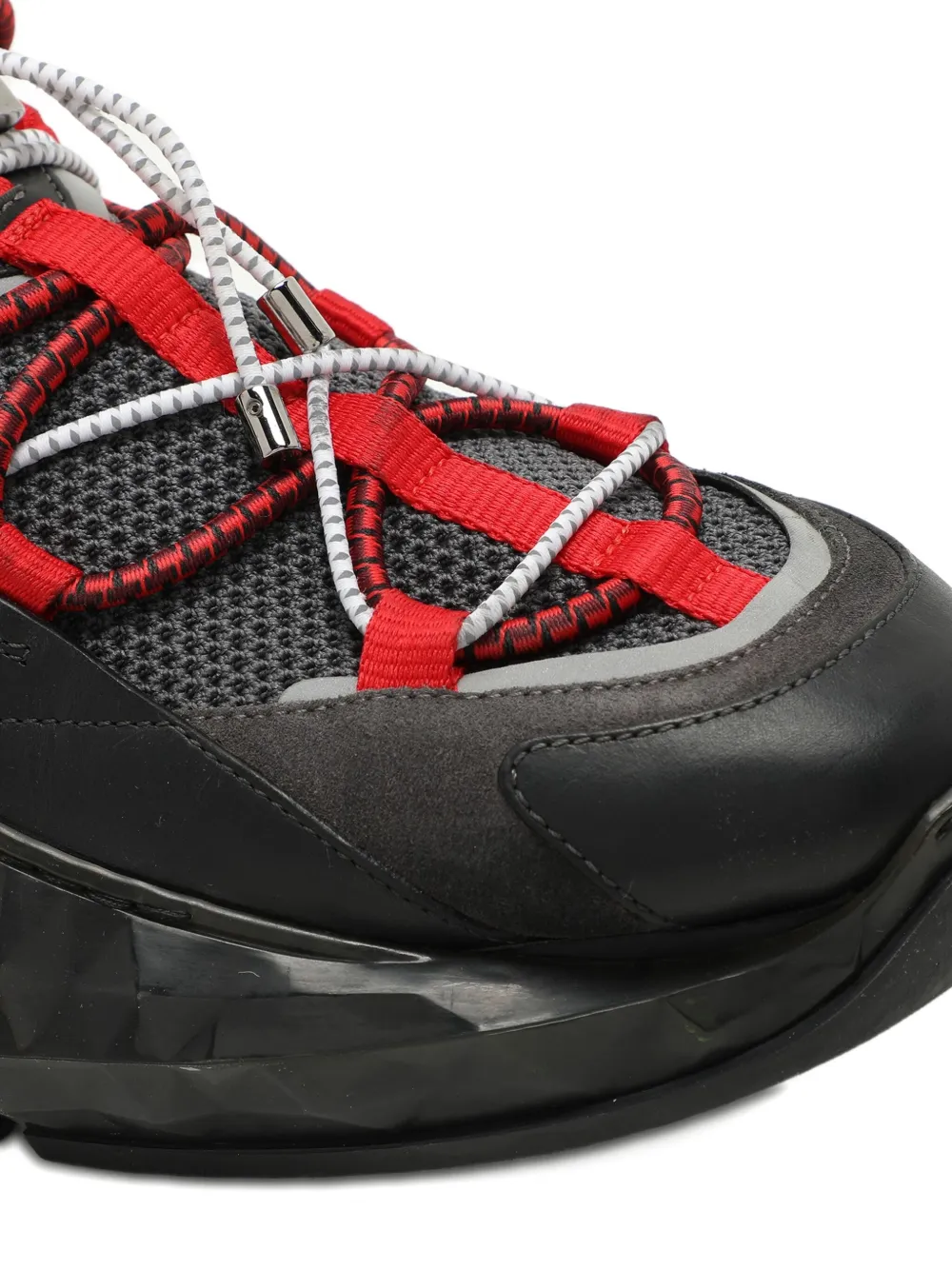 Pre-owned Jimmy Choo Leather Mesh Low-top Sneakers In Black