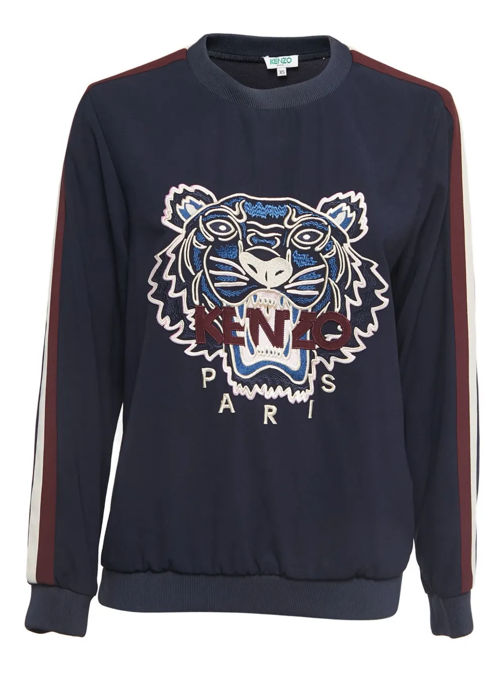 Pre-owned Kenzo 2023 Tiger-embroidered Sleeve-stripe Sweatshirt In Blue