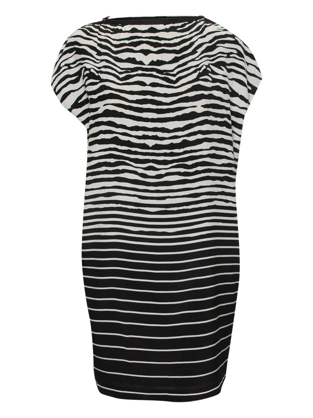 Pre-owned Alexander Mcqueen Striped Boat Neck Dress In Black