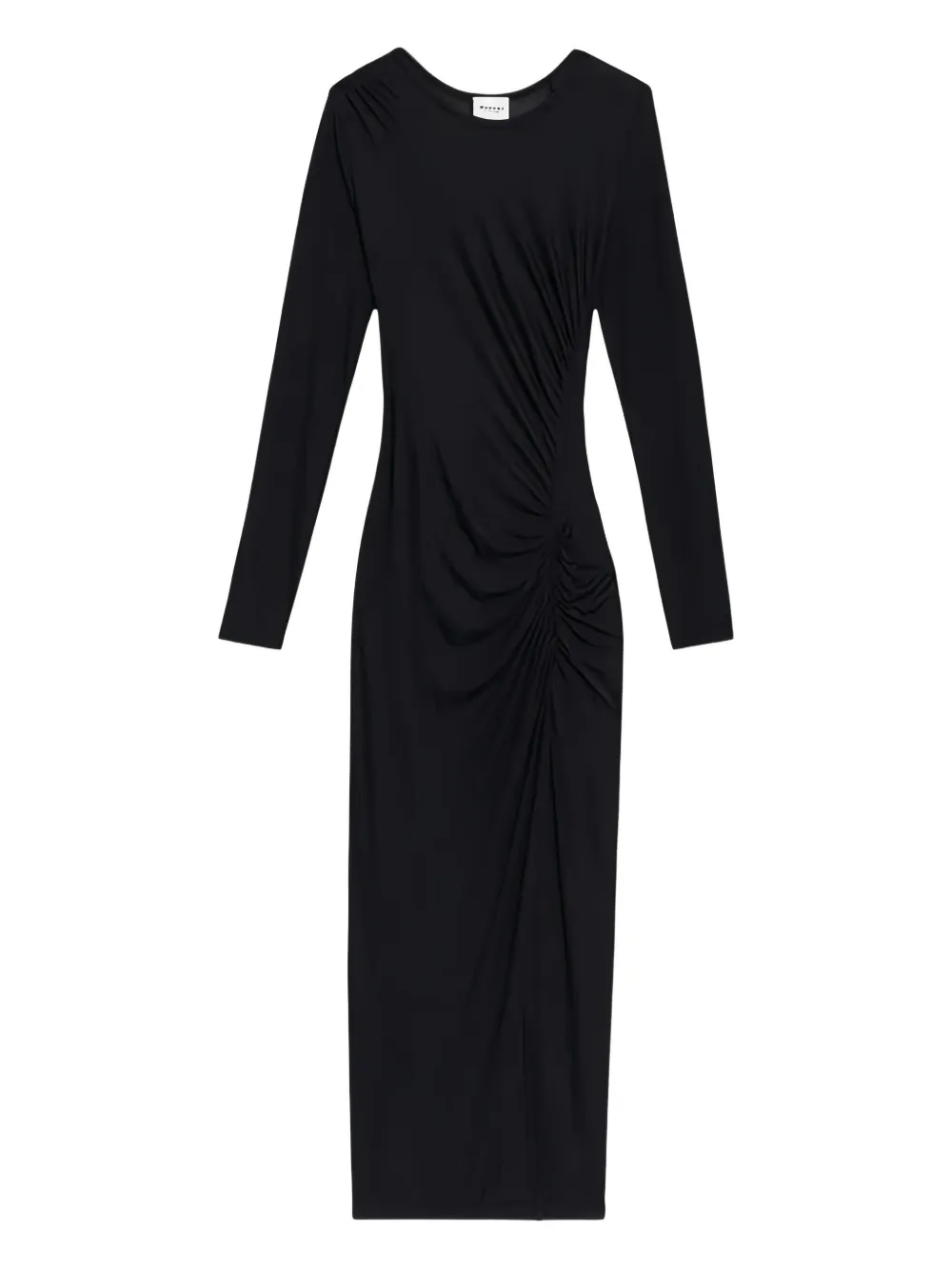 ISABEL MARANT side-gathered long-sleeve midi dress Zwart