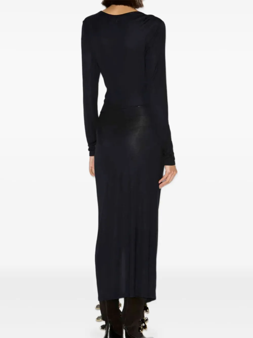 Isabel Marant Side-gathered Long-sleeve Midi Dress In Black