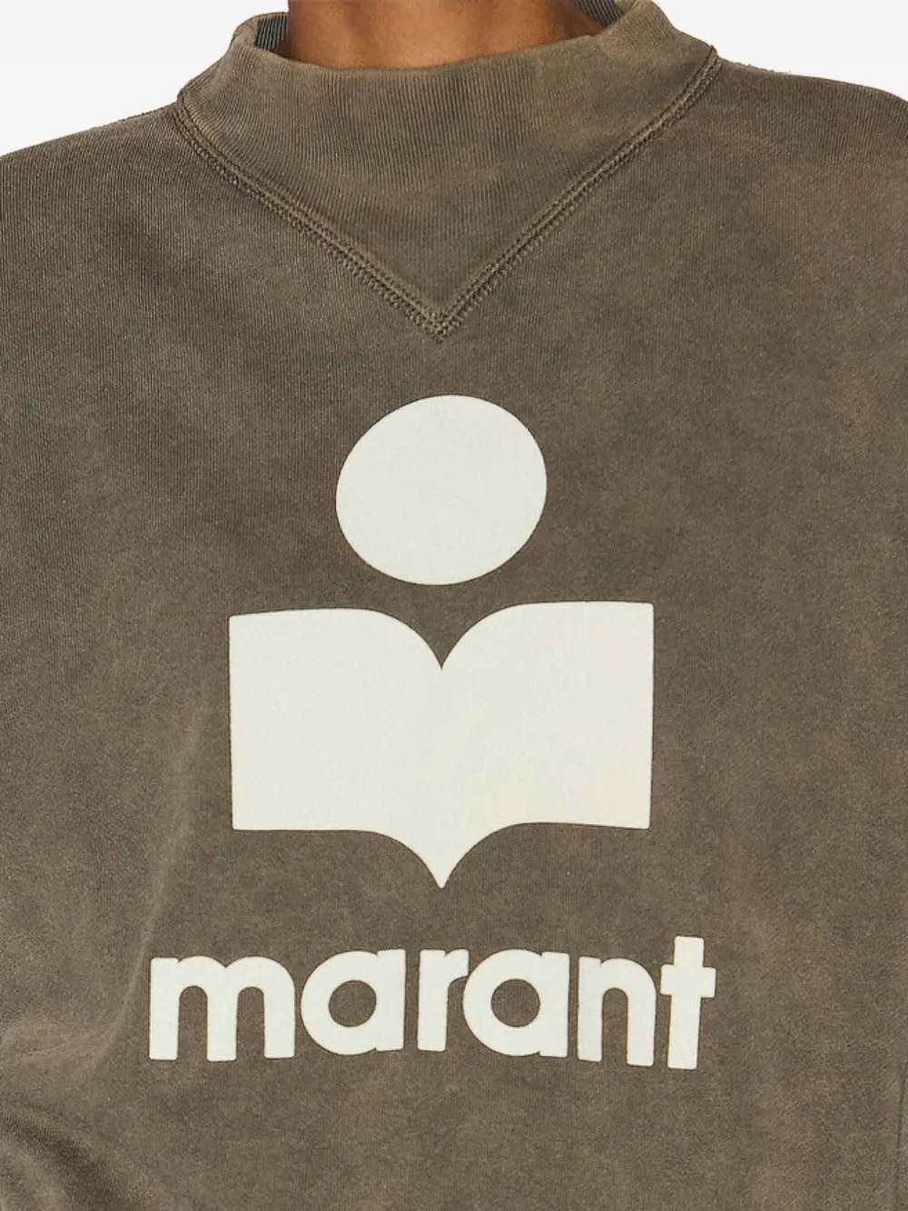 Isabel Marant Moby Logo-embroidered Mock-neck Sweatshirt In Green