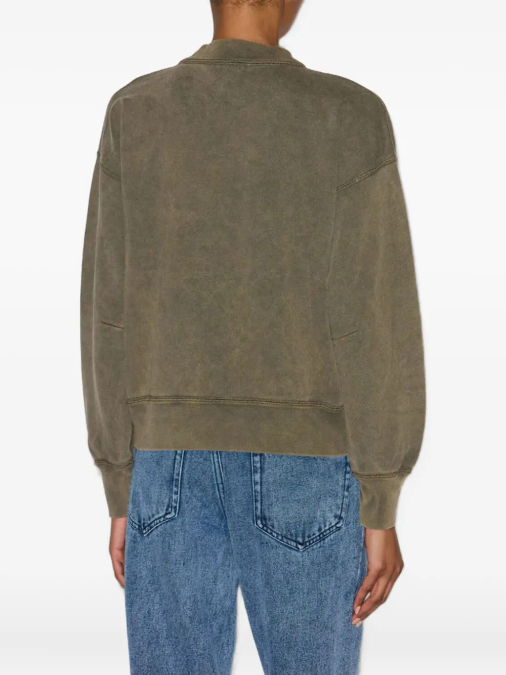Isabel Marant Moby Logo-embroidered Mock-neck Sweatshirt In Green