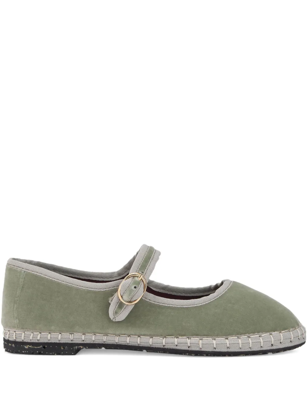 FLABELUS Uta velvet buckle mary janes Green