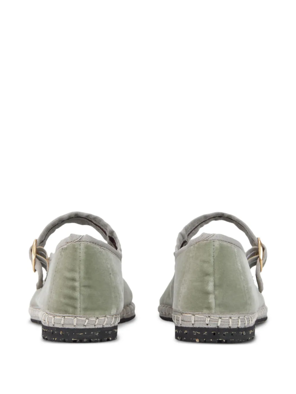 FLABELUS Uta velvet buckle mary janes Green
